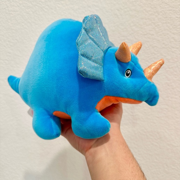 Triceratops Puffyfluff Color Blue Plushy Dinosaur 11” New - Picture 3 of 15